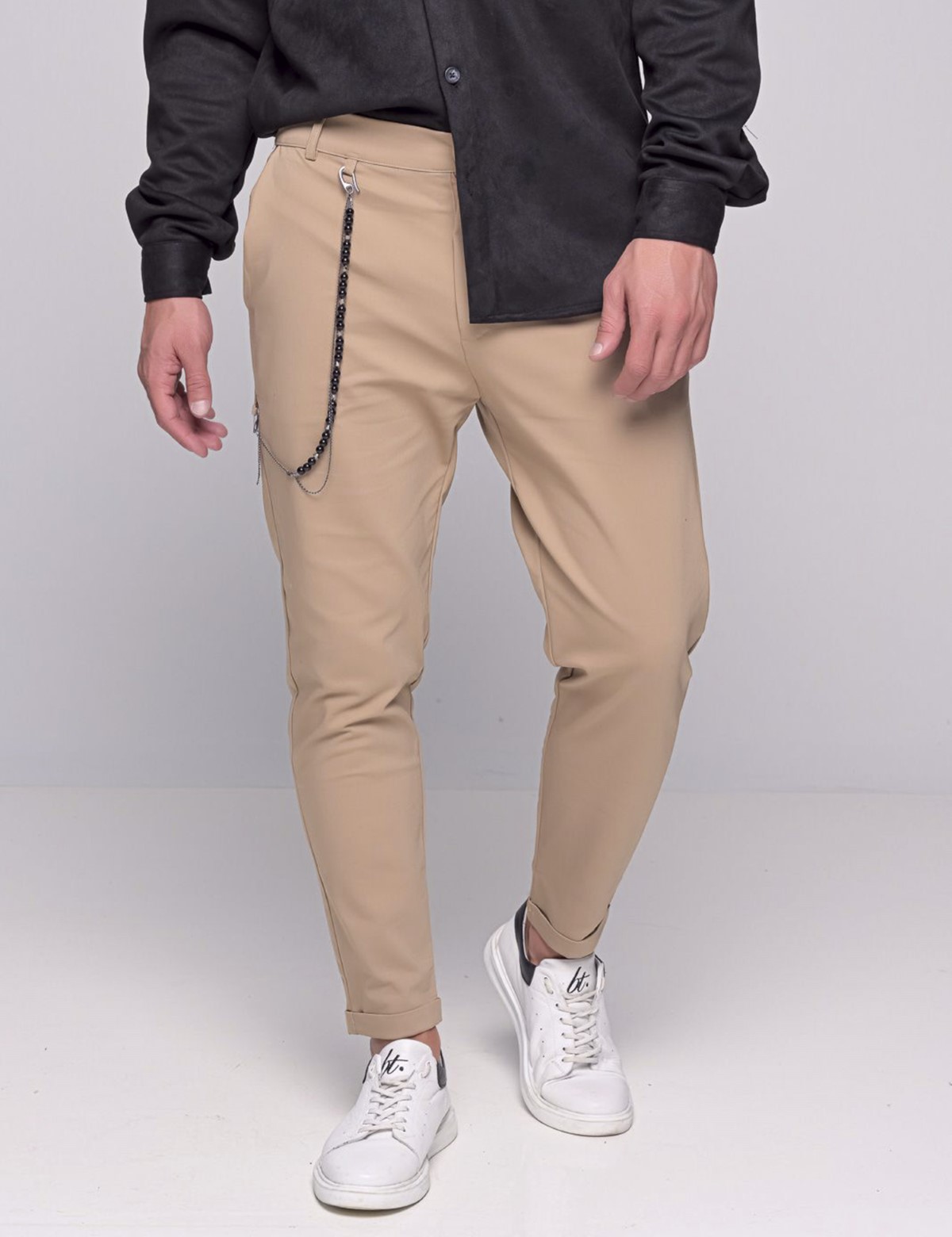 Ben Tailor Ανδρικό μπεζ υφασμάτινο παντελόνι Kowalski 0398X φωτογραφία